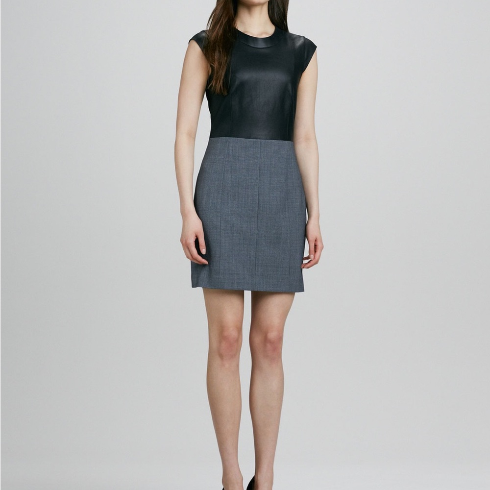 Theory Orinthia Dress with Leather Bodice - Picture 2 of 6